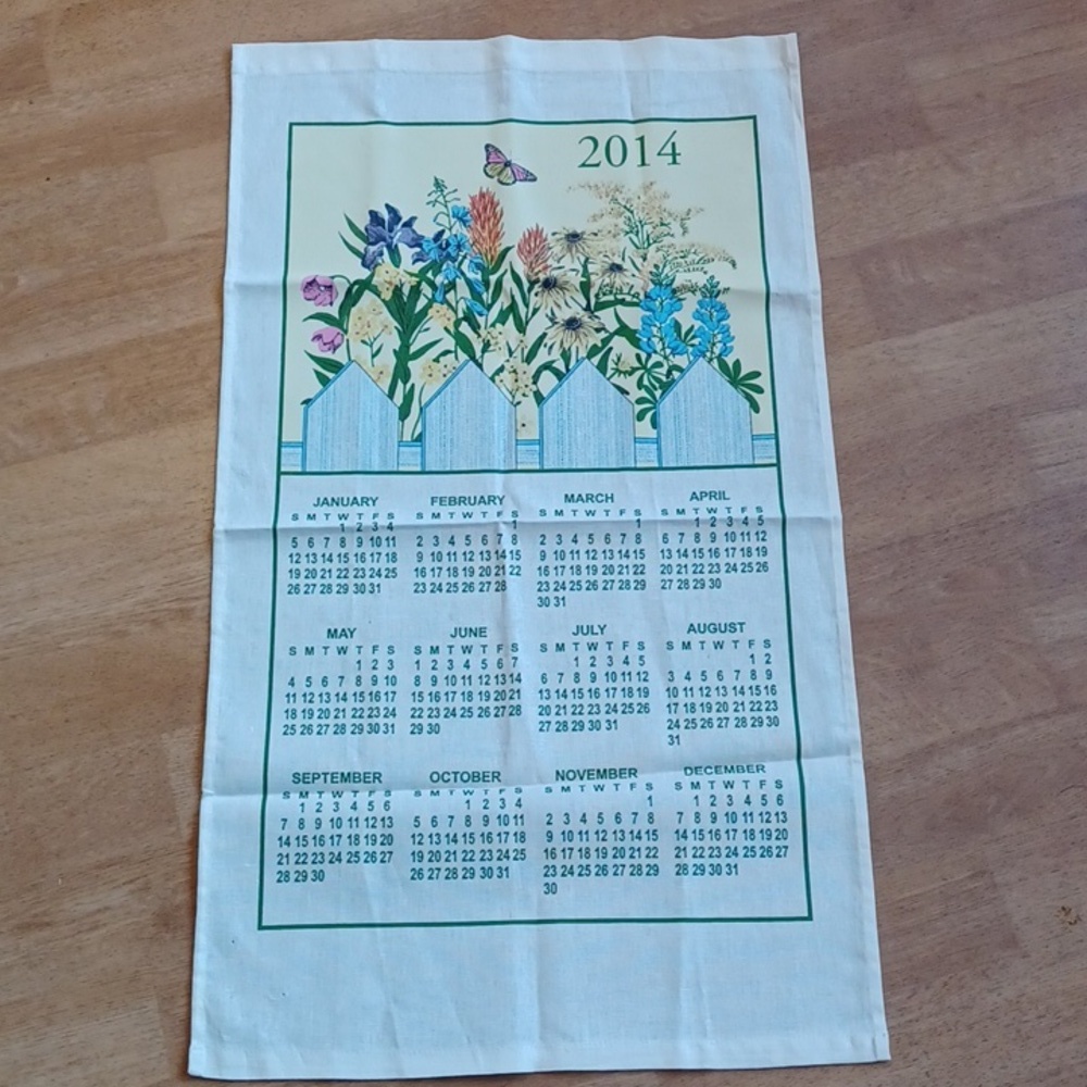 Calendar towel 2014 flowers butterfly